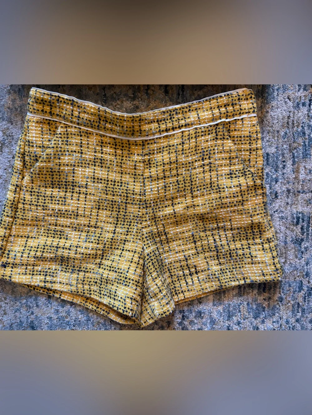 Janie and Jack Girls Yellow Tweed 3/4 Puff-Sleeve Jacket & Shorts Set Size 10/12